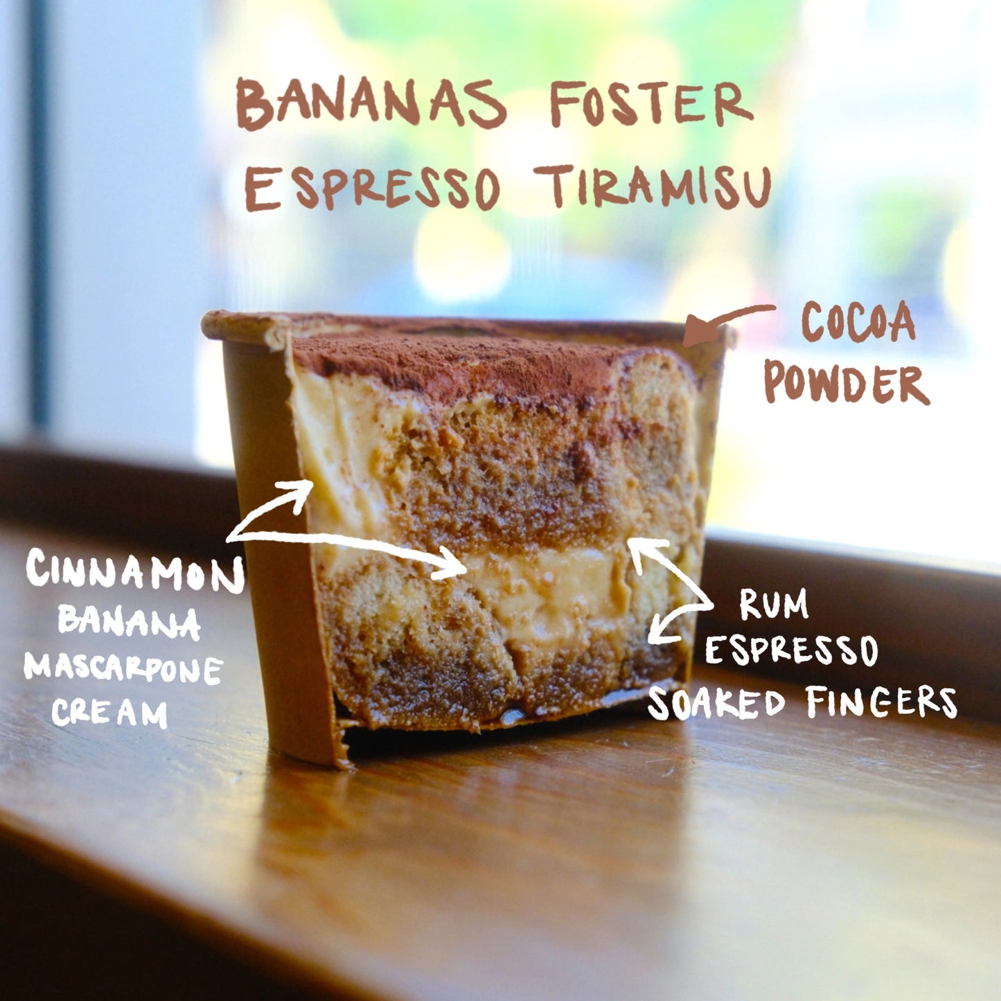 Front View of Bananas Foster Tiramisu