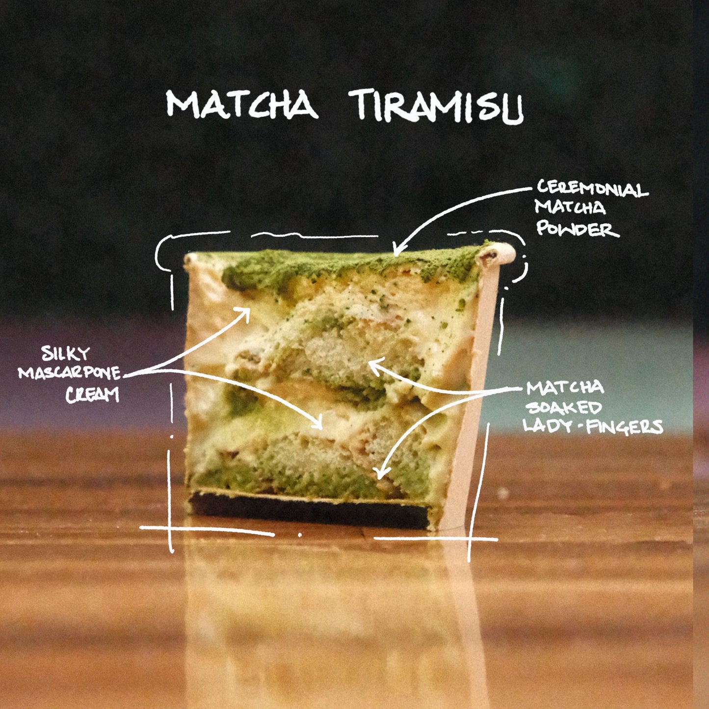 Cross-cut of Matcha Tiramisu