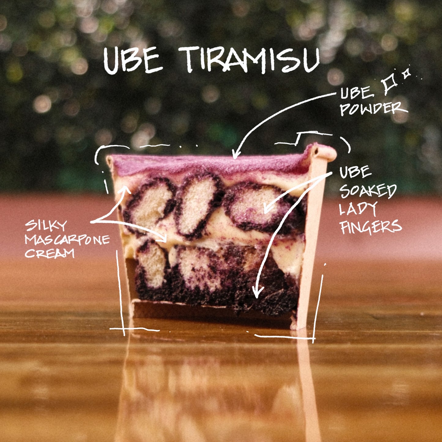 Cross-cut of Ube Tiramisu