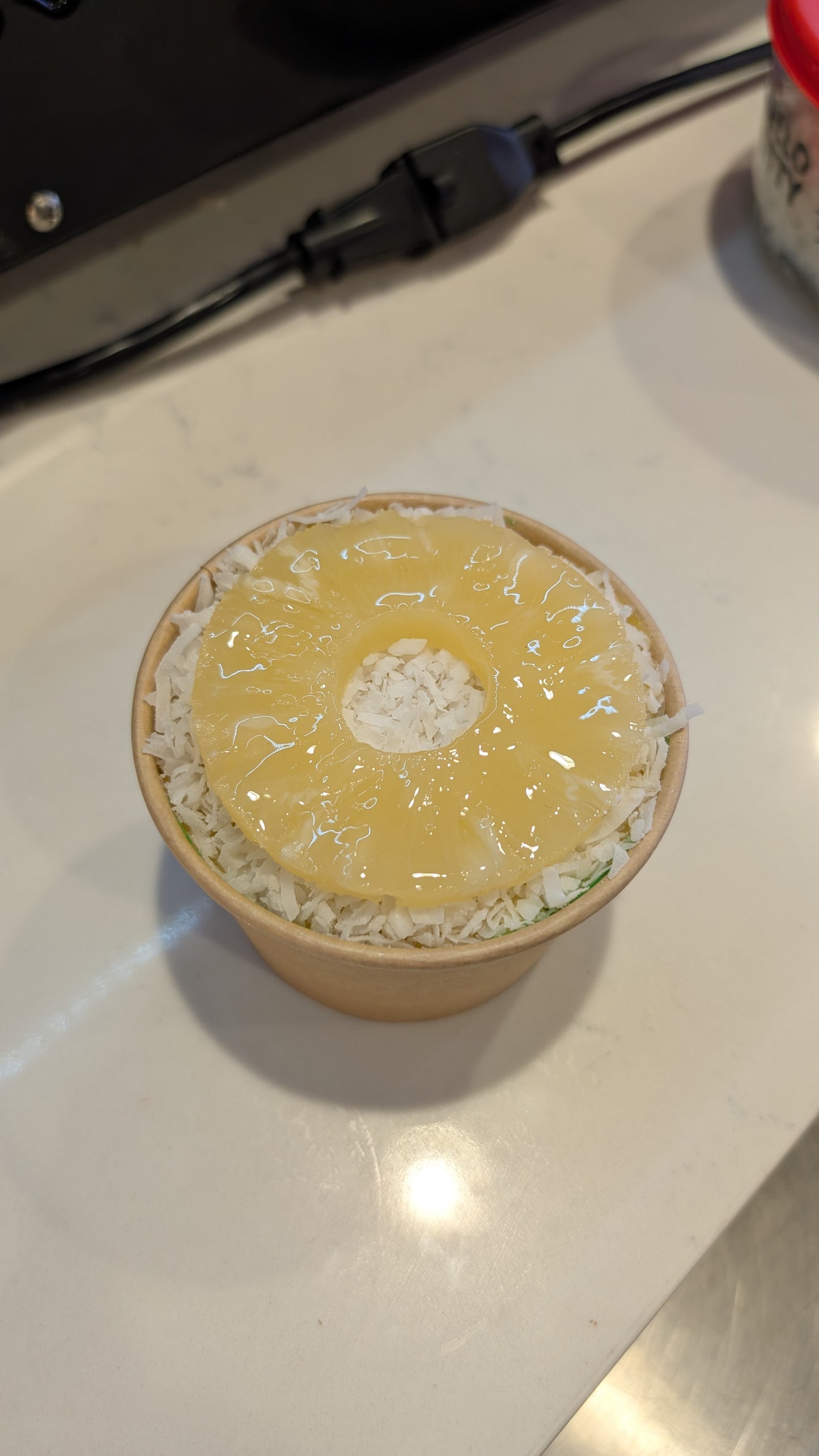 Top down view of Pina Pandan Tiramisu Cake Cup