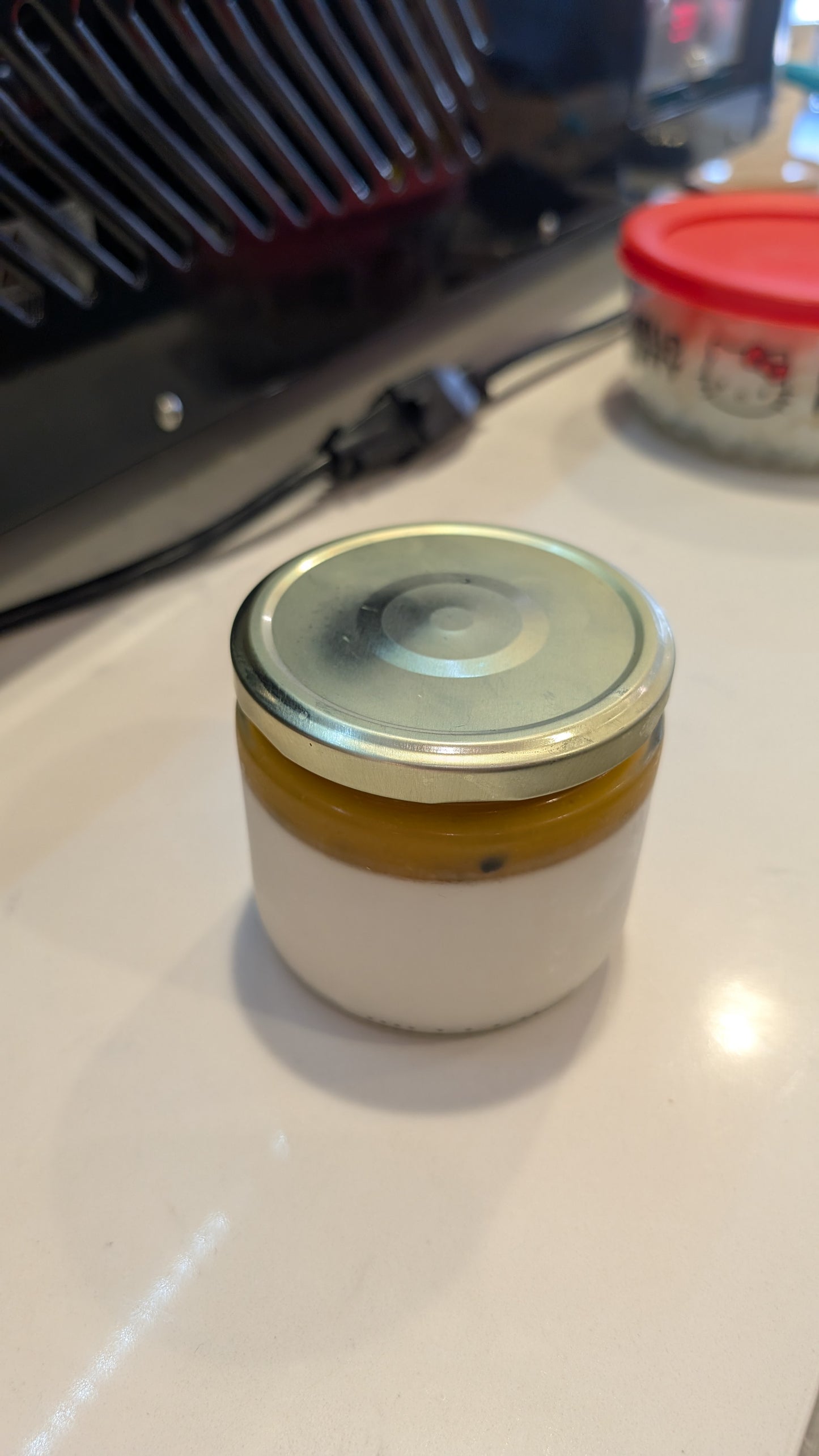 Top view of Passionfruit Panna Cotta