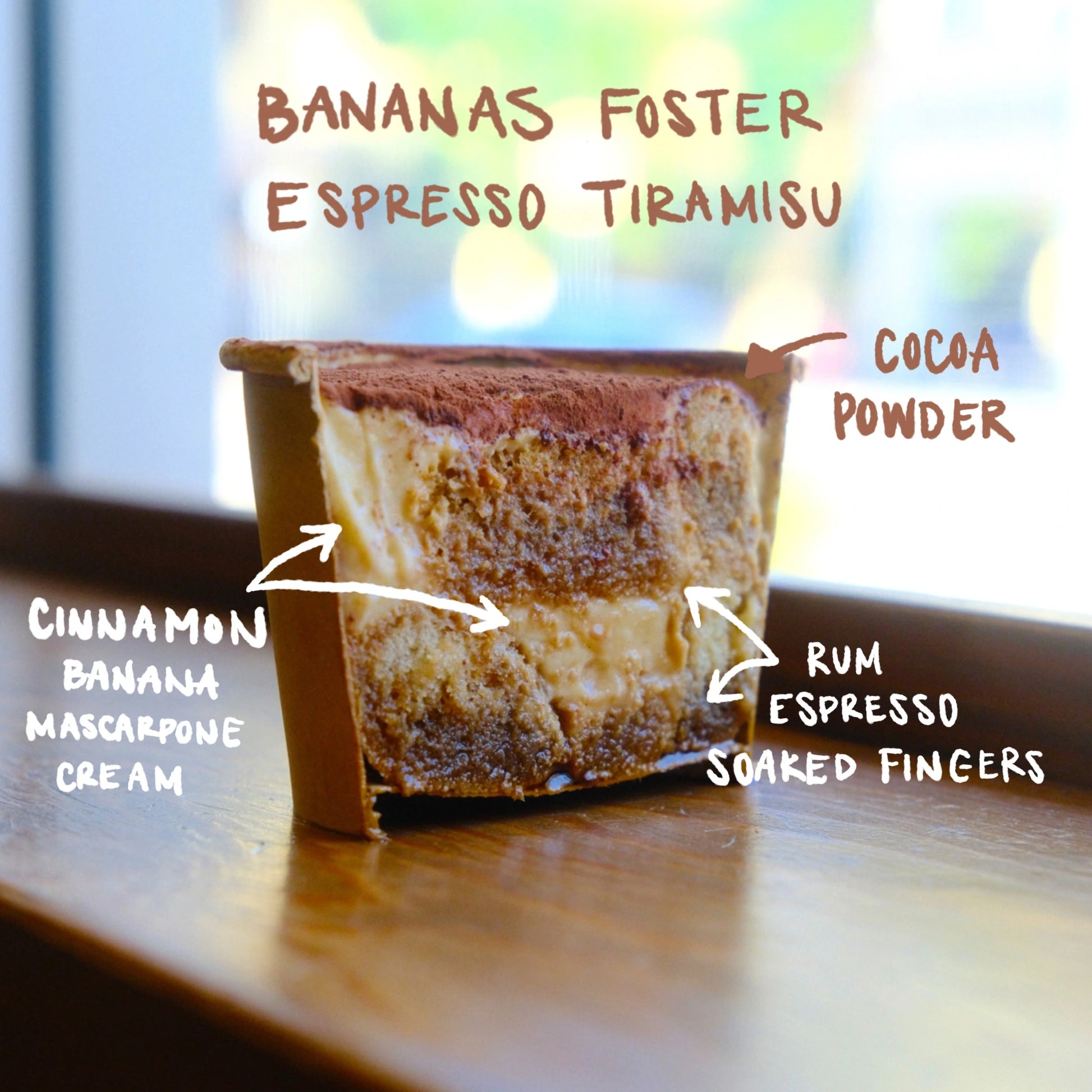 Front View of Bananas Foster Tiramisu