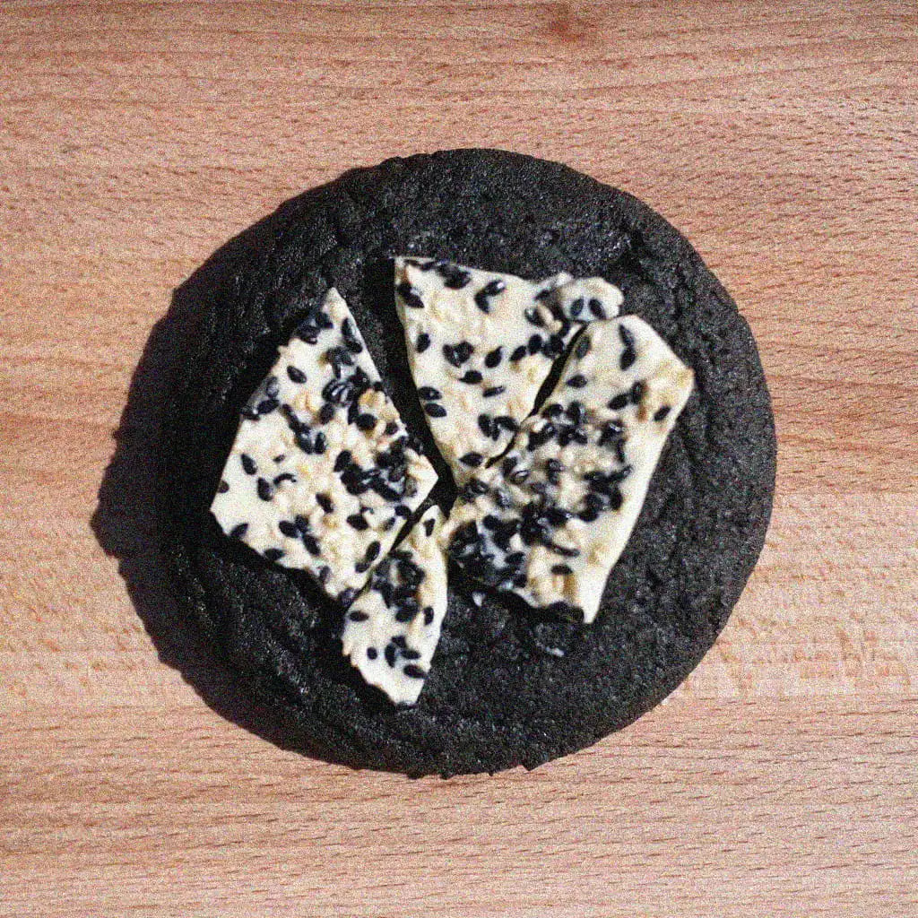 Top View of Black Sesame White Chocolate Cookie