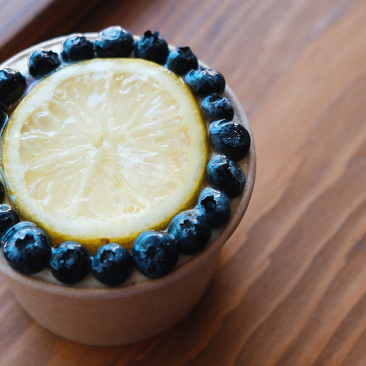 Top View of Blueberry Yuzu Tiramisu Cup