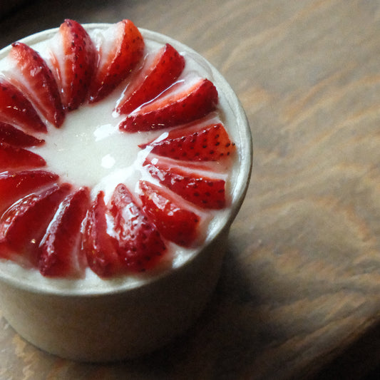 Top view of Strawberry Calpico Tiramisu Cup