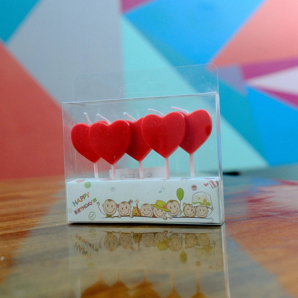 Front View of Heart Candle Set