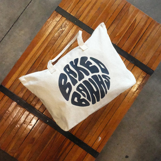 Top View of Circle Print Tote Bag