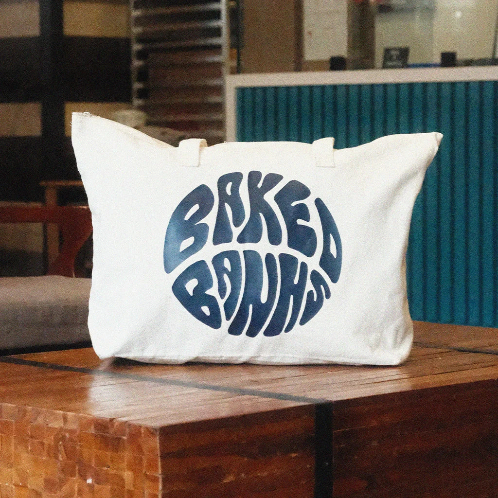 Front View of Circle Print Tote Bag